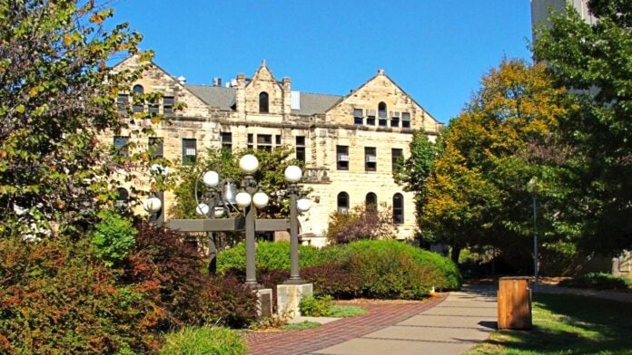 Kansas State University Bluemont Bell and Dickens Hall, Kansas State University, Manhattan, Kan.