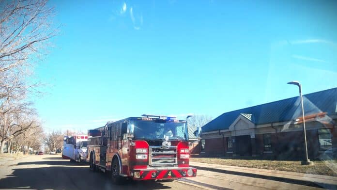 Fire Trucks and Police at Meadows Elementary School in Topeka Kansas