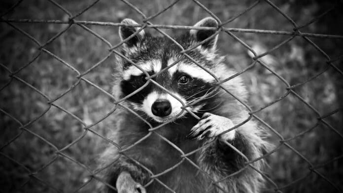 Raccoon Standing Behind Chain Link Fence By Pixelbay