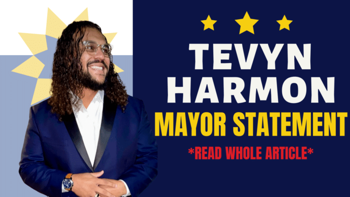 Tevyn Harmon standing with confidence, looking towards the future, as he announces his decision not to run for mayor of Topeka while sharing a vision for community-driven leadership and progress.