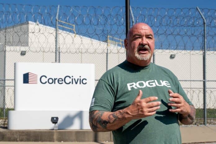 download (58) William Rogers worked as a corrections officer at CoreCivic from 2016 to 2020. He's a vocal critic of the plan to reopen the facility as an immigrant detention center.