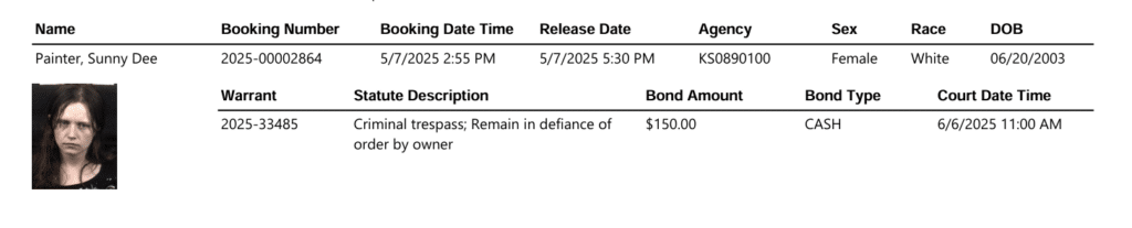 Screenshot 2025 05 09 035313 - Sunny Dee Nabs the Quad: Topeka Woman Collects Fourth Mugshot in a Weeklong Jailhouse Bingo 1 Screenshot 2025 05 09 035313 - Sunny Dee Nabs the Quad: Topeka Woman Collects Fourth Mugshot in a Weeklong Jailhouse Bingo