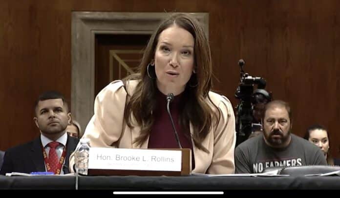 brookerollinsmay62025 U.S. Department of Agriculture Secretary Brooke Rollins, testifying here before the Appropriations Committee, sent a letter July 9, 2025, to Kansas asking for personal information about Supplemental Nutrition Assistance Program recipients. (Senate webcast)