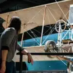 A new overlook platform at the Kansas Museum of History gives visitors an up-close view of the 1914 Longren biplane.