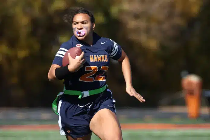 Olathe East High School's girls flag football team competed in the state end-of-season tournament on Saturday, Oct. 26, 2024.