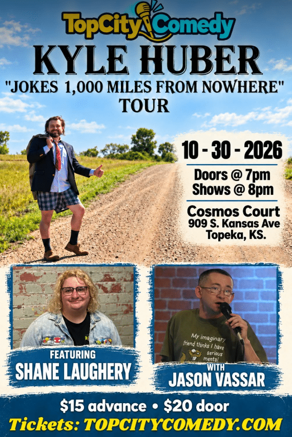 Screenshot 2026 10 13 065316 - Things to Do in Topeka: Kyle Huber Brings “Jokes 1,000 Miles From Nowhere” to Cosmos Court
